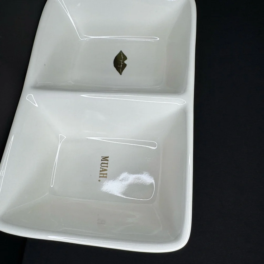 Rae Dunn White Ceramic Divided Dish